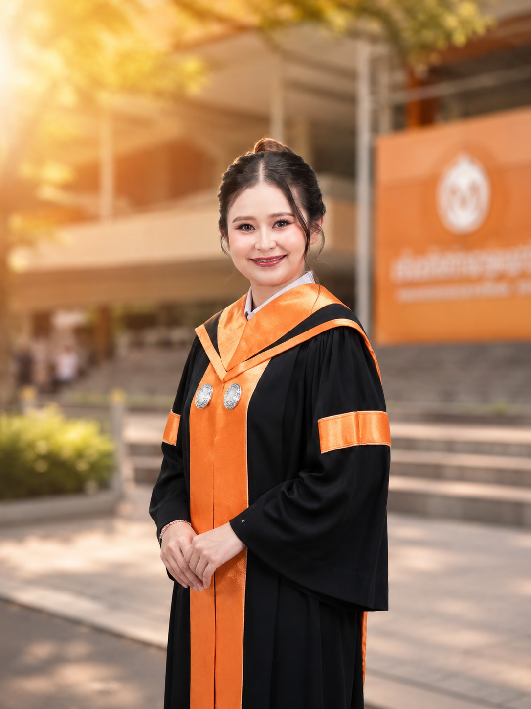 นักศึกษาสวมชุดครุย สาขาวิชาภาษาจีน